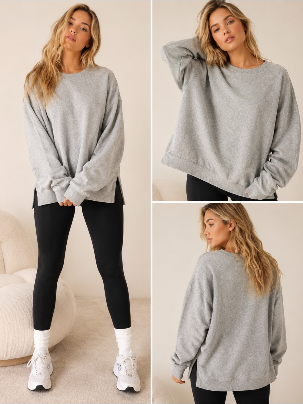 🌸Victoria’s Secret NWT Oversized Crewneck Sweatshirt Heather Gray SP